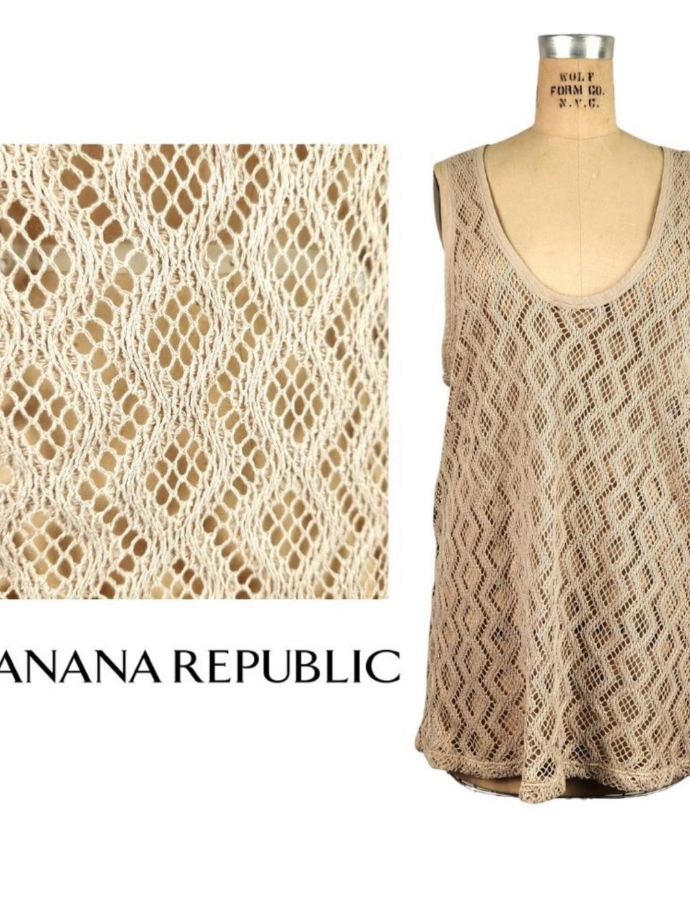 Banana Republic Open-Knit Racerback Tank Top in Cream